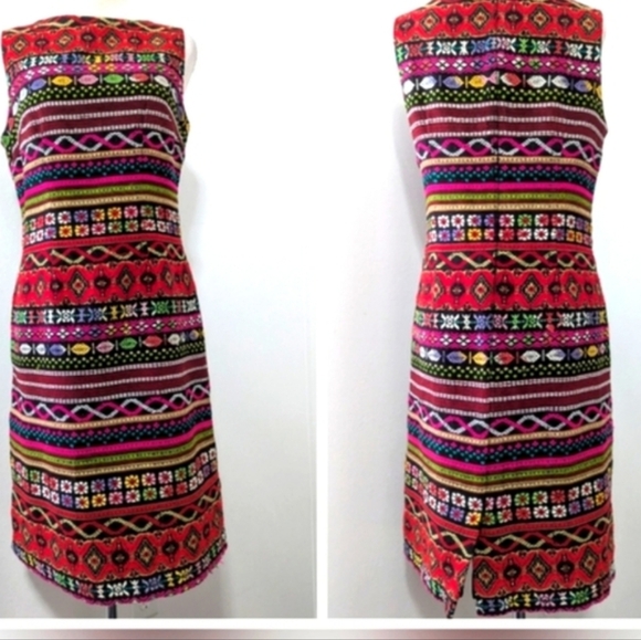 Womens Chetta B Multicolor Tribal Print Sheath Dress – Size 8 - Picture 2 of 4